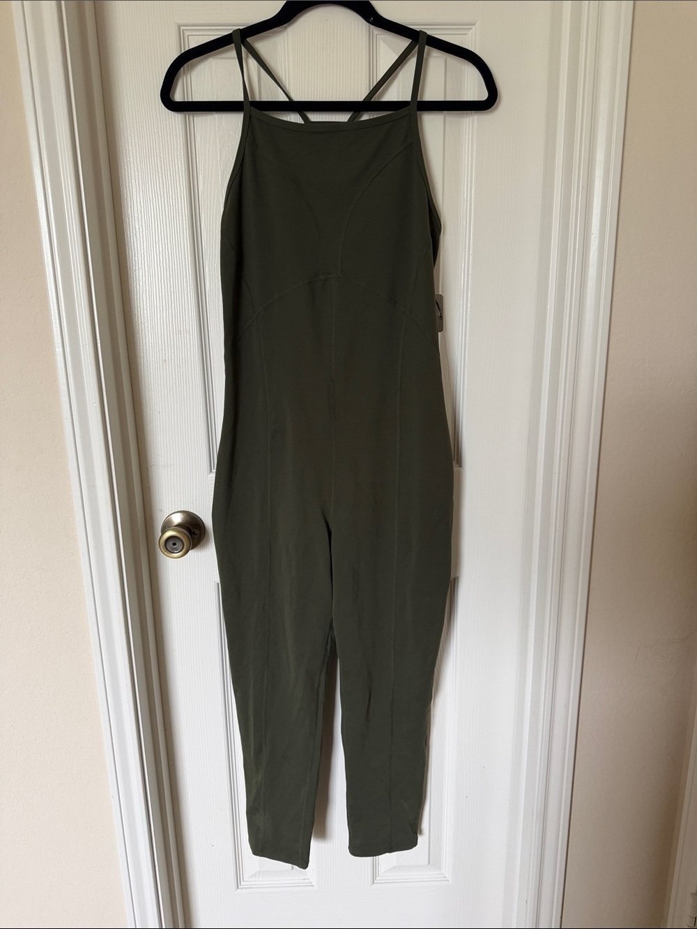 Free People Olive Green Strappy Slim Jumpsuit
